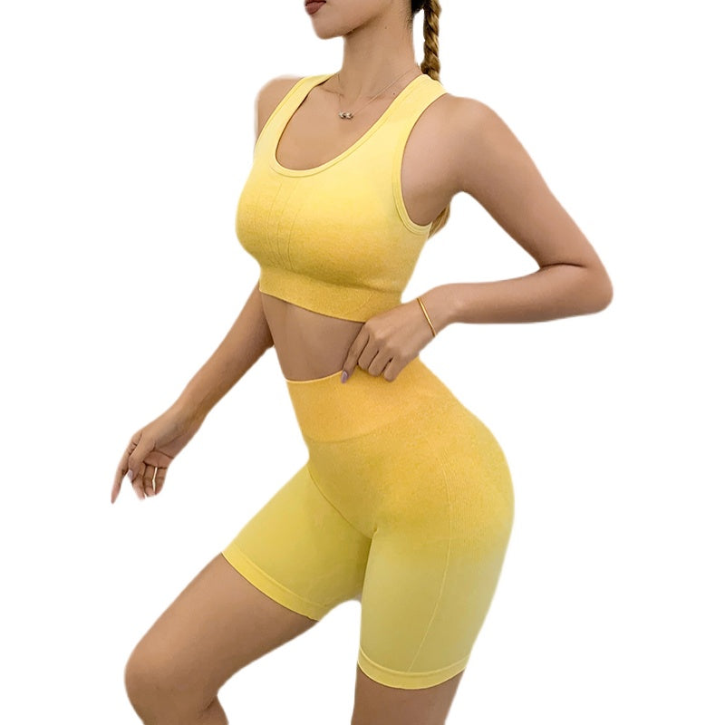 Ombre High Waist Seamless Yoga Short Set