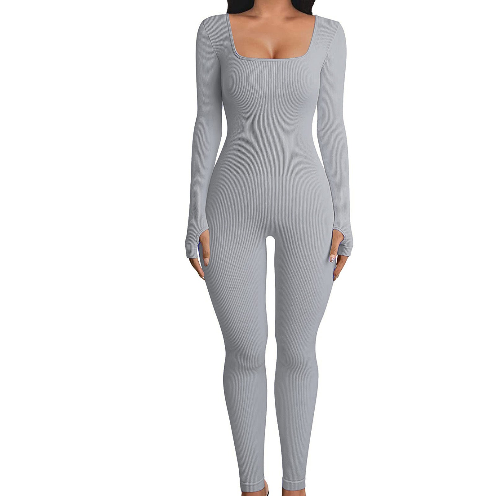 Seamless Ribbed Jumpsuit - Black/Cream/Coffee/Pink/Grey/Lavender/Tea