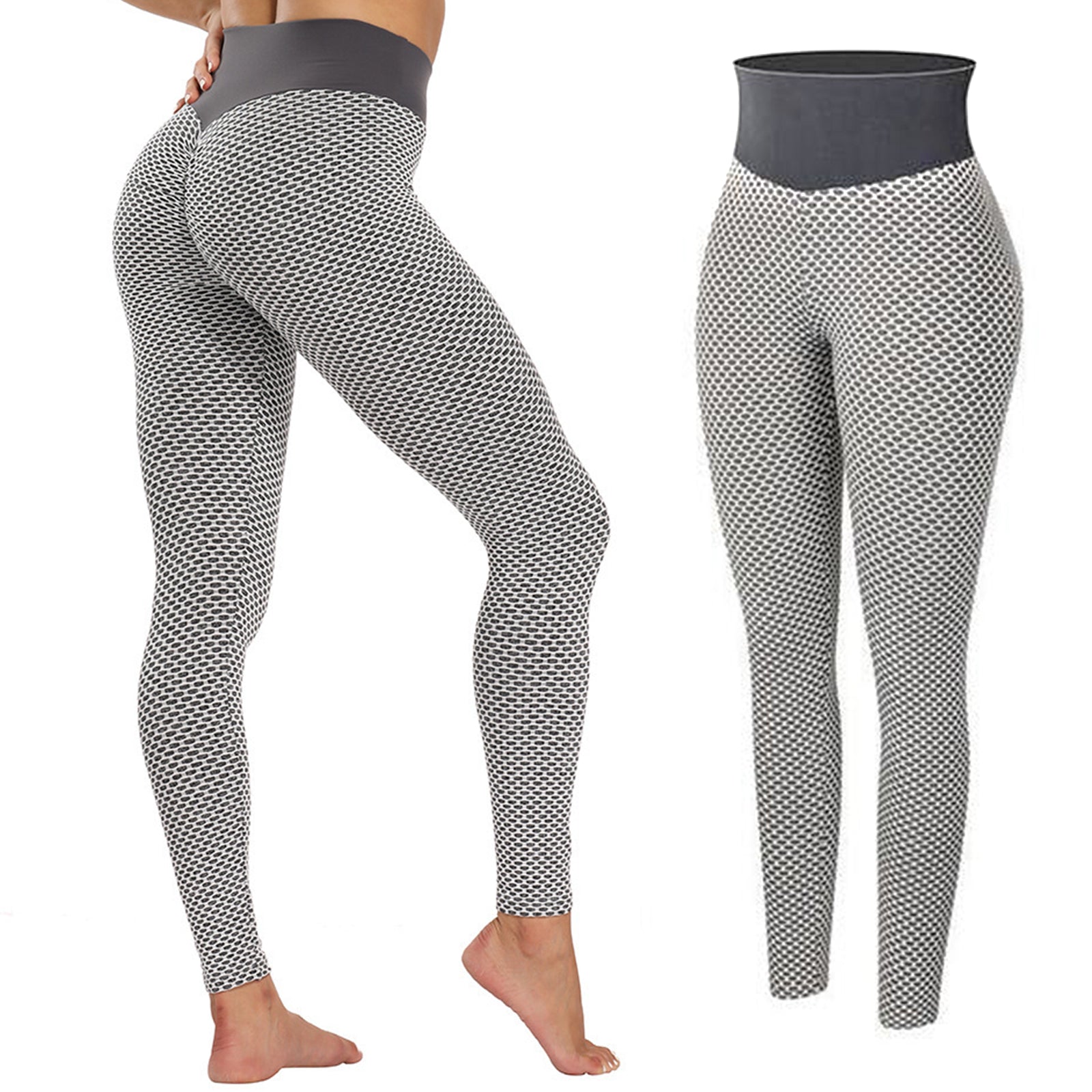 Fishnet High Waist Leggings - Dark Grey