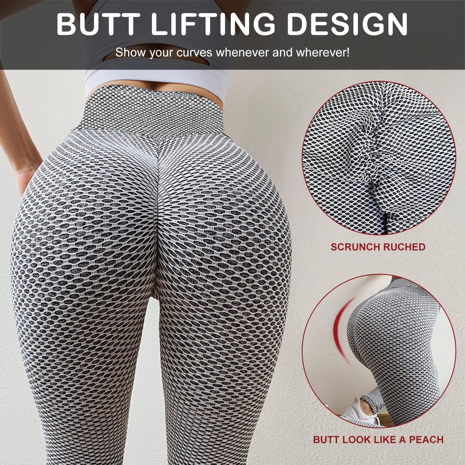 Fishnet High Waist Leggings - Light  Grey