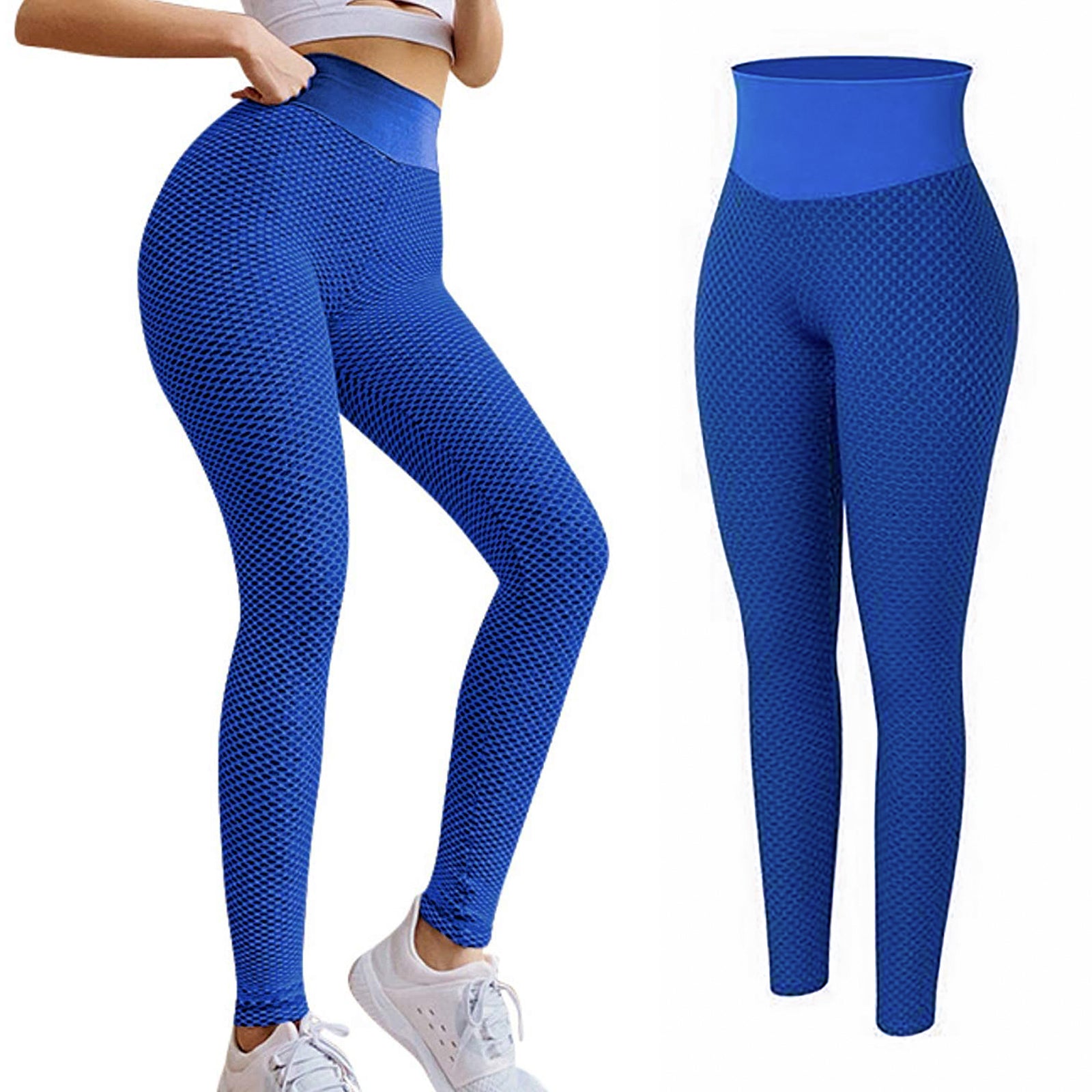 Fishnet High Waist Leggings - Blue